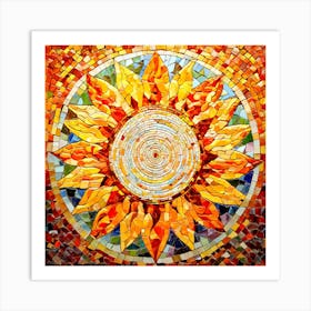 Mosaic Sun A Sun Created From A Mosaic Small Tiles Art Print