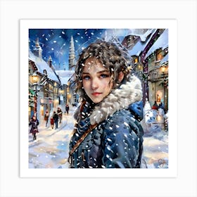 Girl In The Snow Art Print