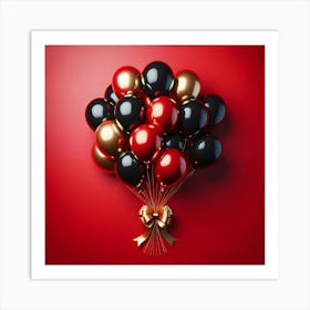 Black And Gold Balloons Art Print