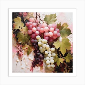 White and pink grapes Art Print