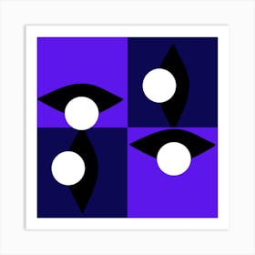 Blue Checkered Eye Art Print