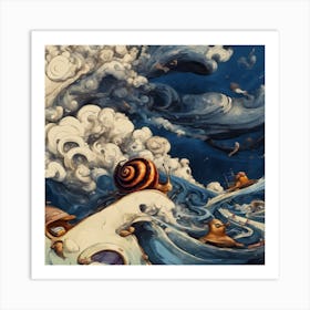 Snail In The Sea Art Print