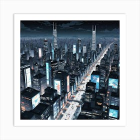 Cityscape At Night 10 Art Print