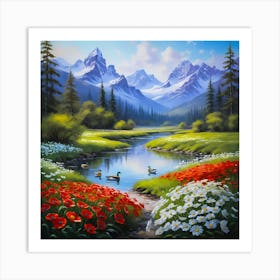 River In The Mountains Art Print