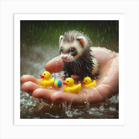 Ferret In The Rain 1 Art Print