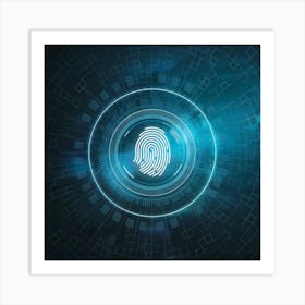 Fingerprint On A Blue Background Art Print