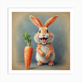 Bunny With Carrot Art Print