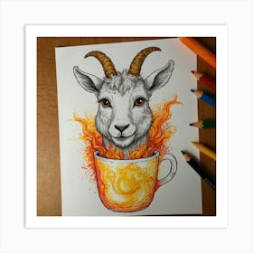 Goat In A Cup Art Print