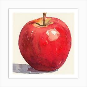 Red Apple Watercolor Painting Art Print