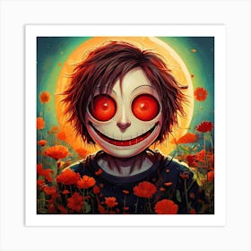 Skeleton Boy With Red Eyes Art Print