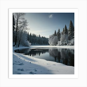 Lake In Winter 1 Art Print