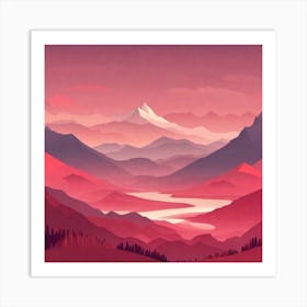 Misty mountains background in red tone 78 Art Print