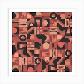 Mid Century Grid Pattern Nine Square Art Print