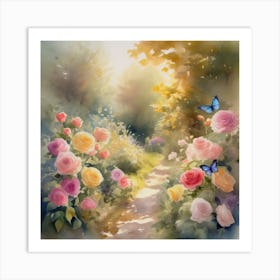 Into The Garden Vibrant Flowers 1 Art Print