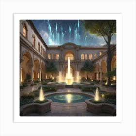 Palace Courtyard At Night Art Print