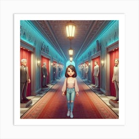 Girl In A Hallway Art Print