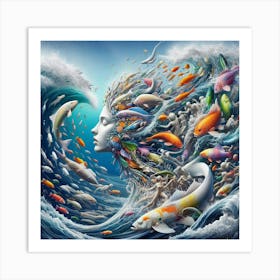 Swimming Koi Fish Art Print