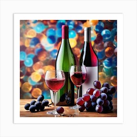 Wine Glasses And Grapes Art Print