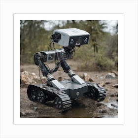 Robot In The Mud Art Print