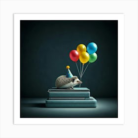 Hedgehog On Books Poster