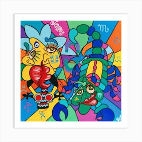 Abstract Figurative / Zodiac Sign Scorpio / 40x40cm Art Print