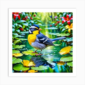 Bird In A Pond Affiche