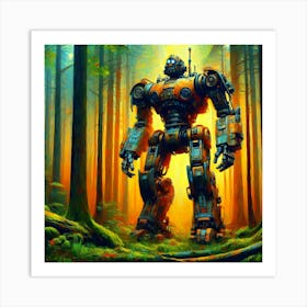 Robot In The Woods 5 Art Print