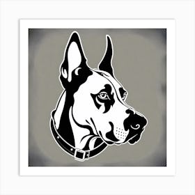 Great Dane, Black and white illustration, Dog drawing, Dog art, Animal illustration, Pet portrait, Realistic dog art Art Print