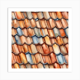 Watercolor Tile Roof Pattern Art Print