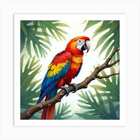 Colorful Parrot On A Branch Art Print