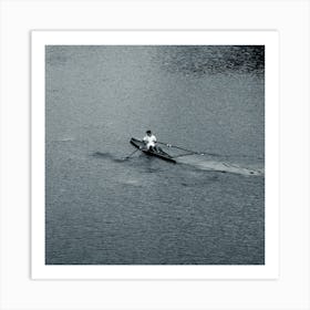 Rower Rowing One Photo Photogaphy Single Square Sport Black And White Monochrome Art Print