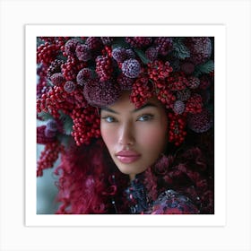 Portrait Of A Woman With Berries Art Print