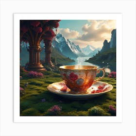 Tea Cup In The Garden Art Print