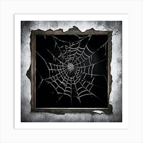 Art Grey Decor Design Halloween Horizontal Grunge Skittish Dark Spiders Web Net Silhouet (22) Art Print