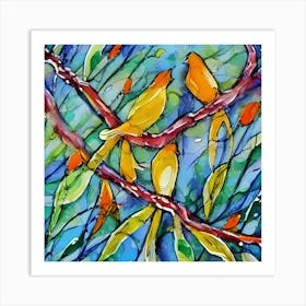 Birds On Branches Art Print