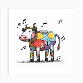 Cow With Music Notes 1 Art Print