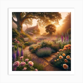 Garden At Sunset Art Print