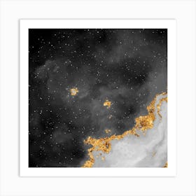 100 Nebulas in Space with Stars Abstract in Black and Gold n.009 Art Print