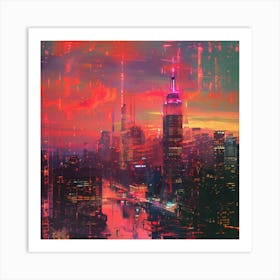 Cityscape At Night Art Print