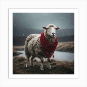 Sheep In The Snow Art Print