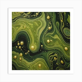 olive gold abstract wave art 22 Art Print