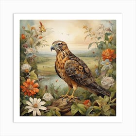 Hawk In The Field Art Print