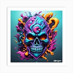 Skull Psychedelic Art Art Print