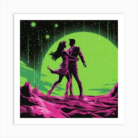Couple Dancing On The Moon Art Print