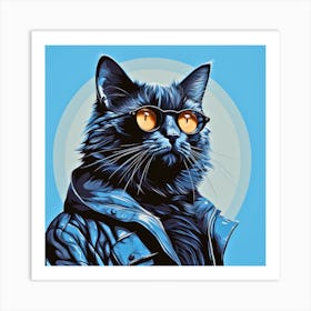 Cat With Glasses Art Print