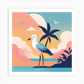 Seagull On The Beach Art Print