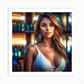 Beautiful Woman In A Bar 1 Art Print