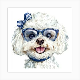 Poodle With Glasses 2 Art Print