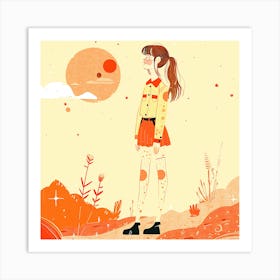 Girl In The Desert Art Print