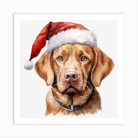 Golden Retriever Santa Hat 4 Art Print